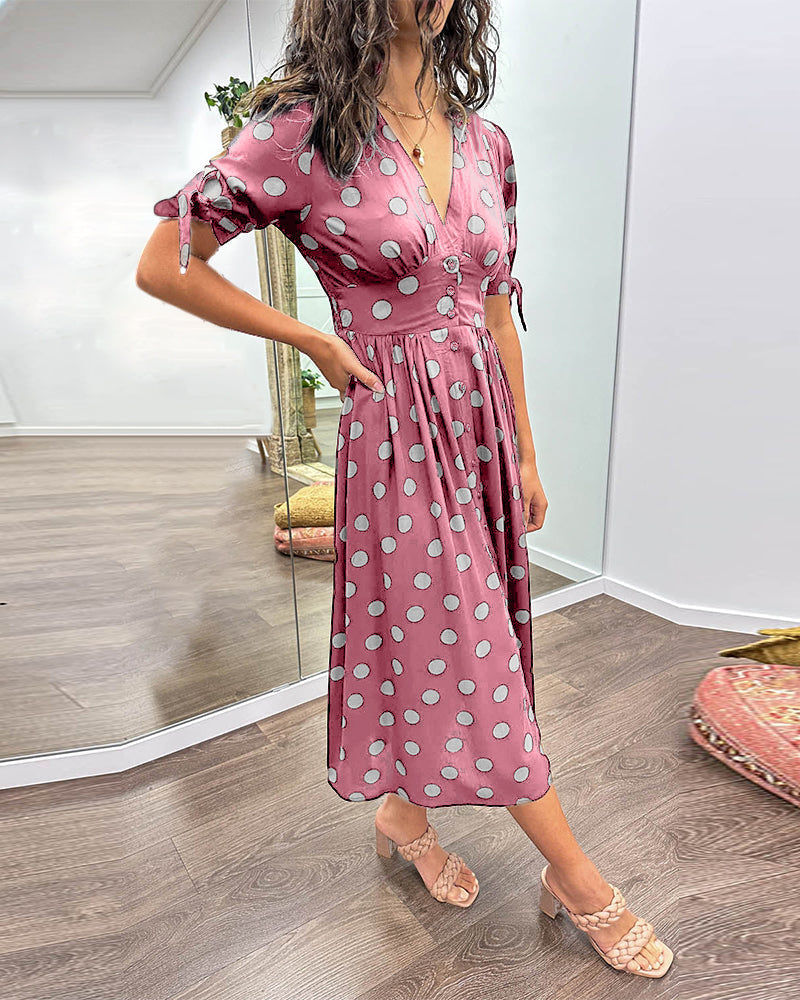 ANKA | Polka Dot Dress with Flared Skirt and Defined Waist