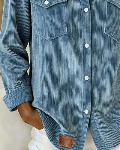 Long Sleeve Button-Up Shirt with Lapel