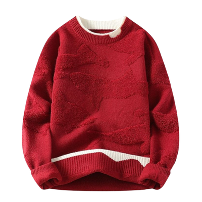 Sweater with Textured Abstract Pattern