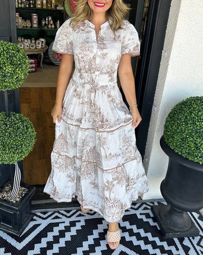 Blythe | Ruched Print Tiered Maxi Dress