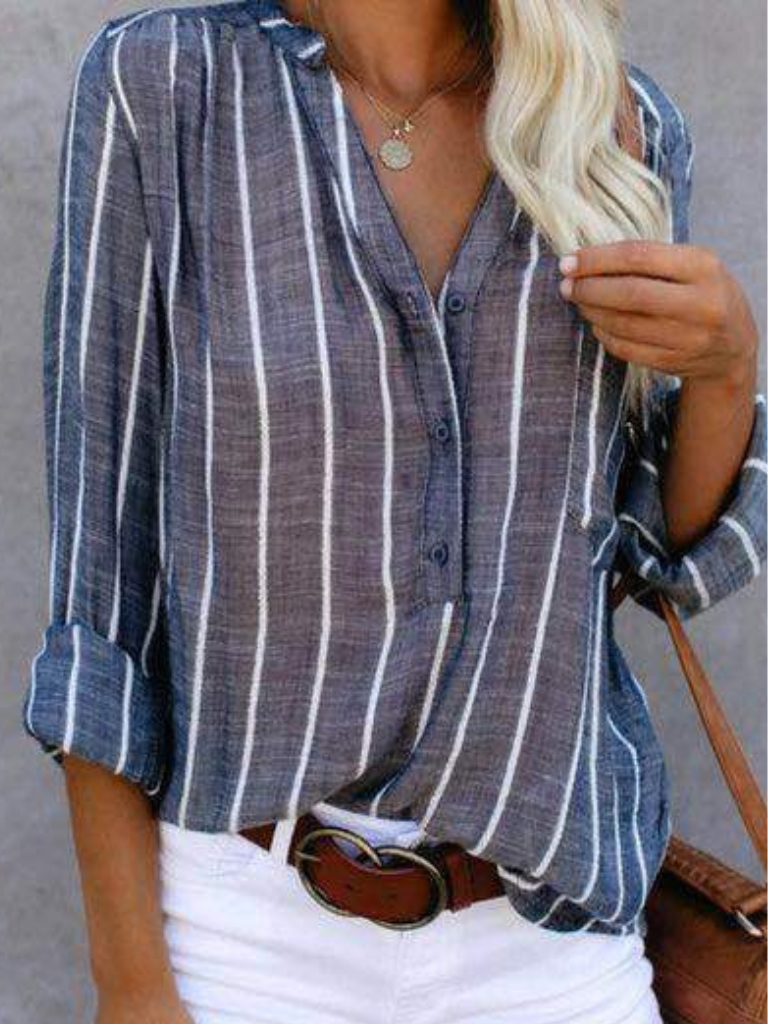 Striped Button-Up Blouse