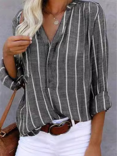 Striped Button-Up Blouse