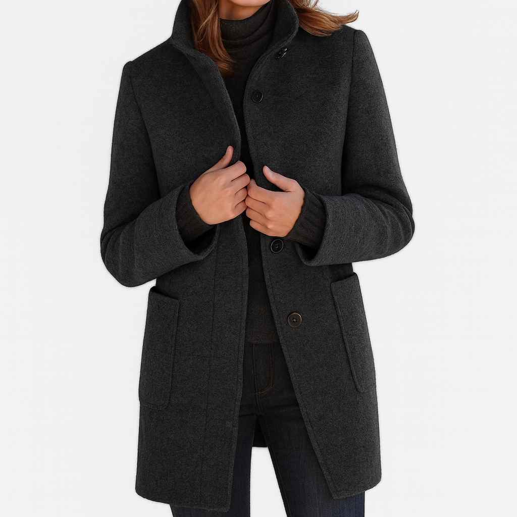 Aurora | Wool-Blend Stand Collar Coat