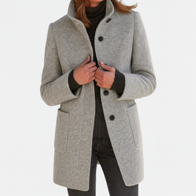 Aurora | Wool-Blend Stand Collar Coat