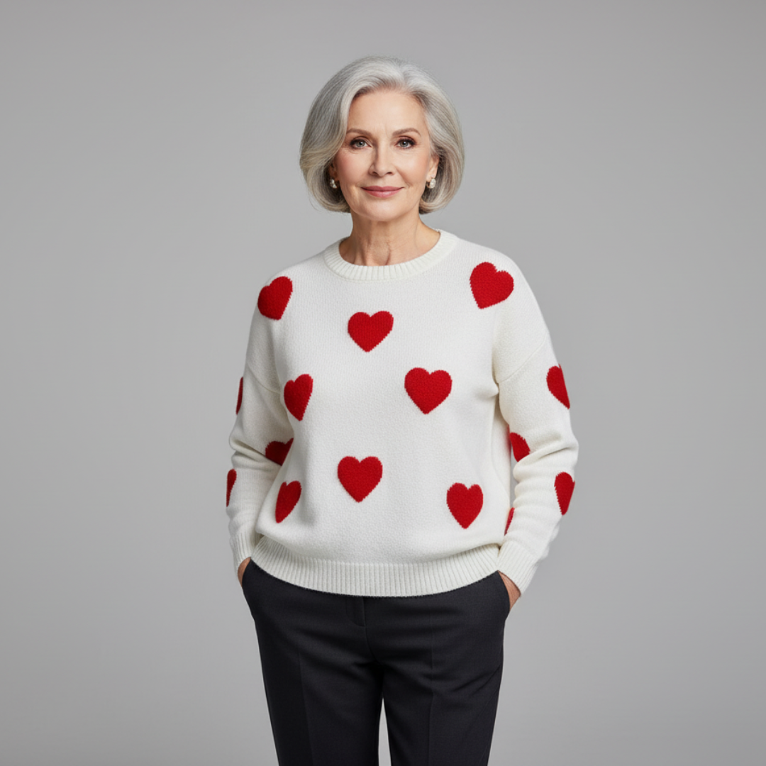 MILU | Cotton Blend Sweater with Hearts