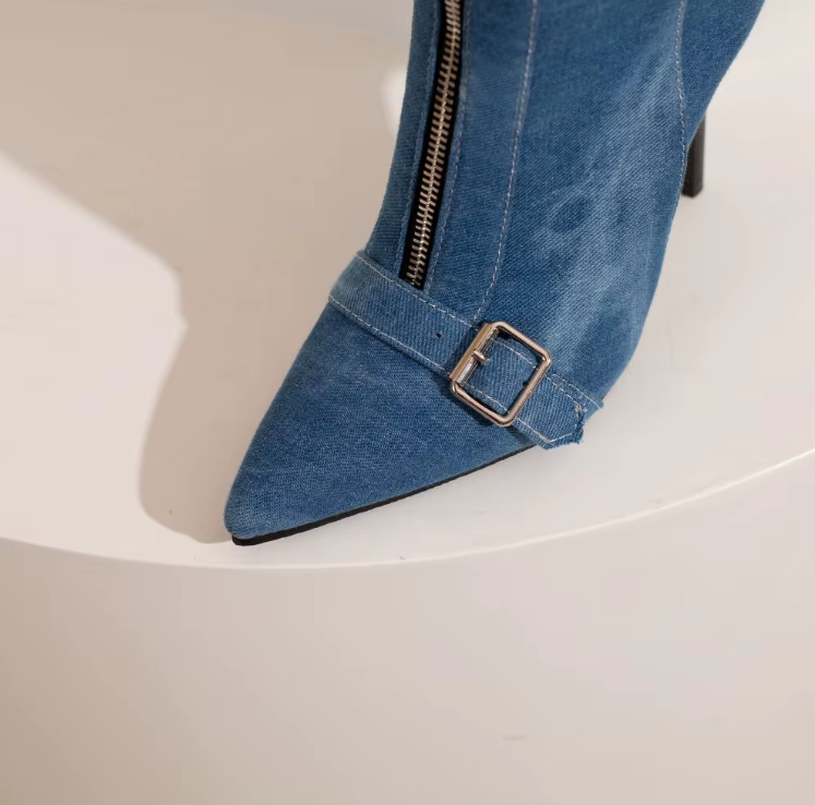 Denim Buckle Bootie