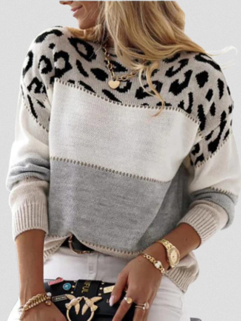Emma Leopard Print Accent Sweater