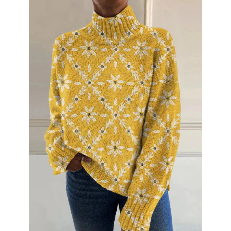 NANCY™ | Cozy Knitted Sweater with Flower-Inspired Print