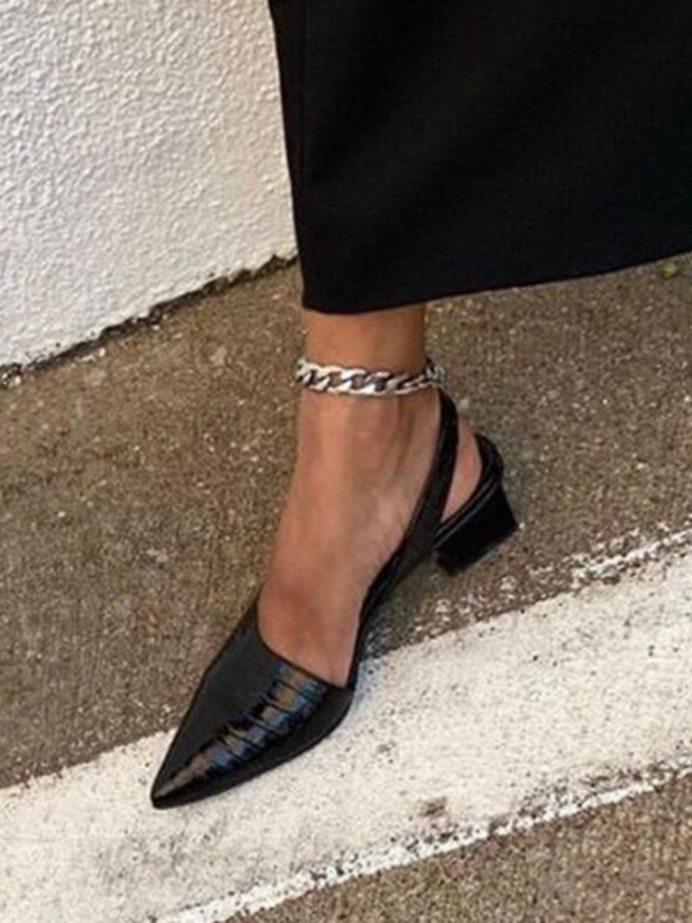 MAE CROC-EMBOSSED SLINGBACK HEELS