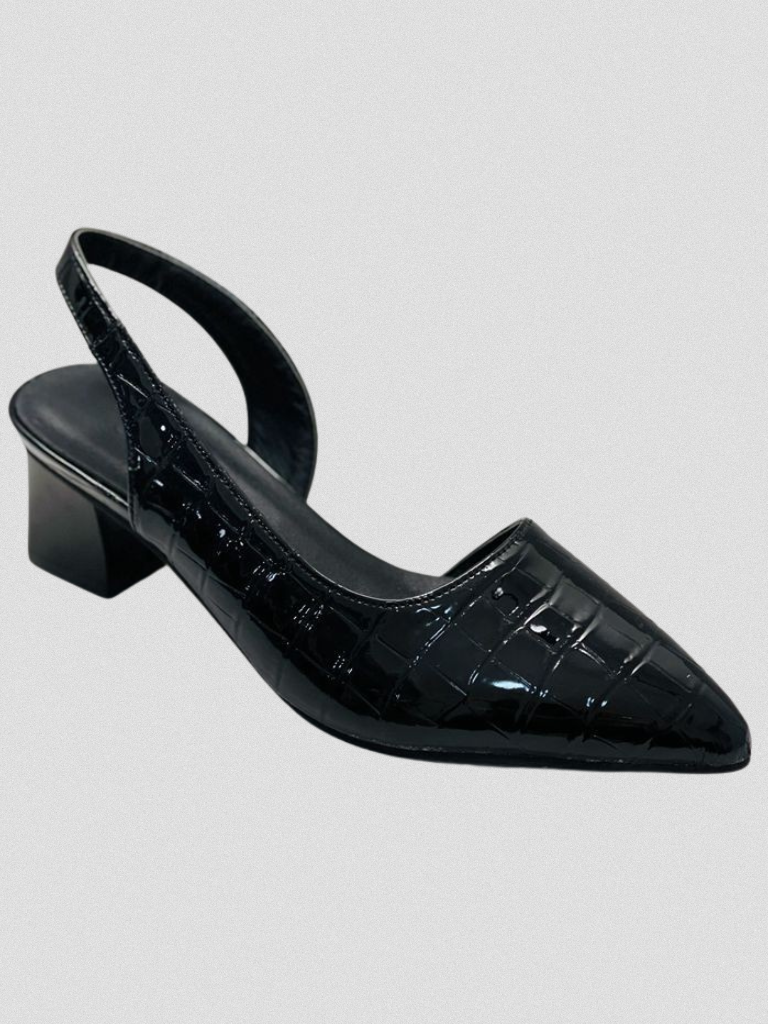 MAE CROC-EMBOSSED SLINGBACK HEELS