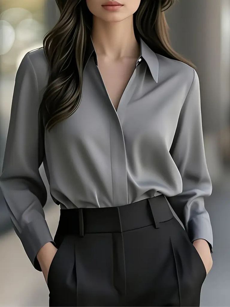 MARIELLE LUSTROUS SATIN BLOUSE
