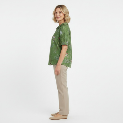 ALINA™ | Elegant Woven Blouse with Forest-Inspired Print