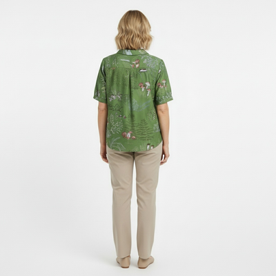 ALINA™ | Elegant Woven Blouse with Forest-Inspired Print