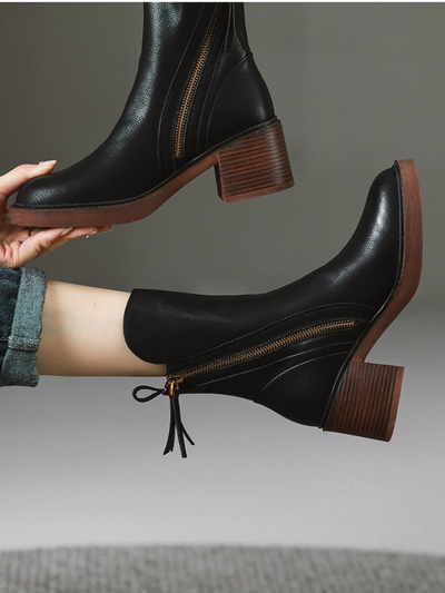 BARBARA BLOCK HEEL ANKLE BOOTS