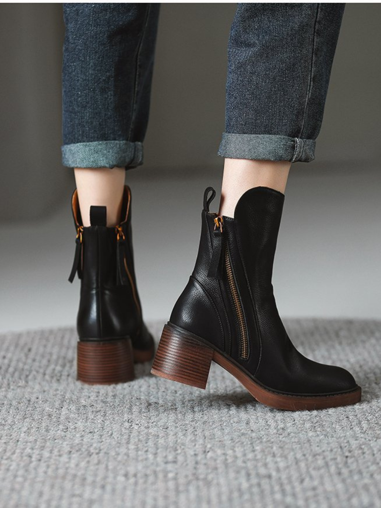 BARBARA BLOCK HEEL ANKLE BOOTS
