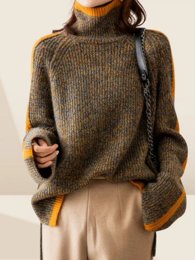 Cozy Stripe Turtleneck Sweater in Fern