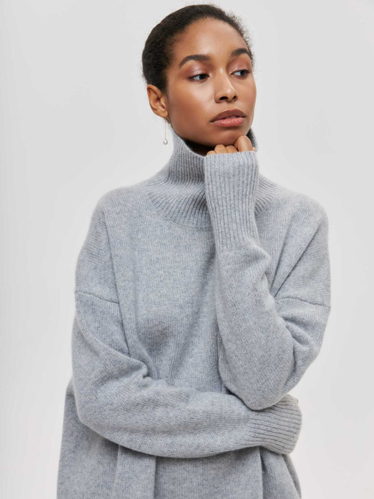 ELENA HIGH-NECK KNIT SWEATER