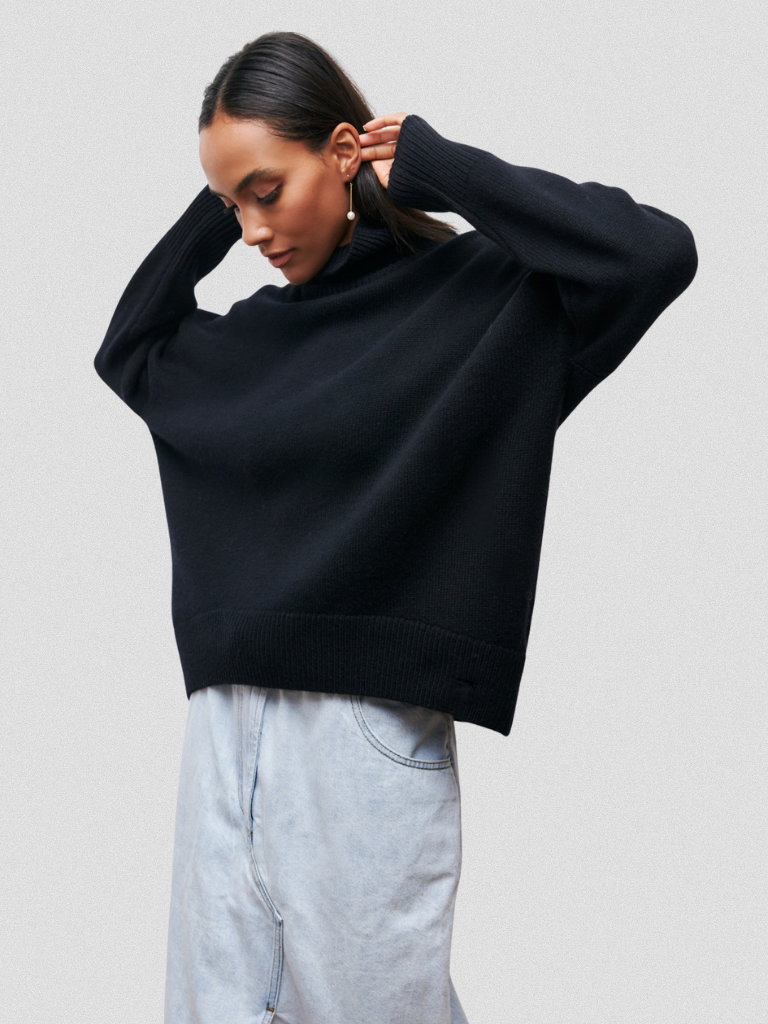 ELENA HIGH-NECK KNIT SWEATER