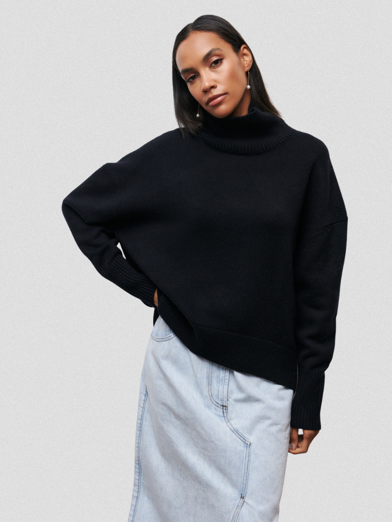 ELENA HIGH-NECK KNIT SWEATER