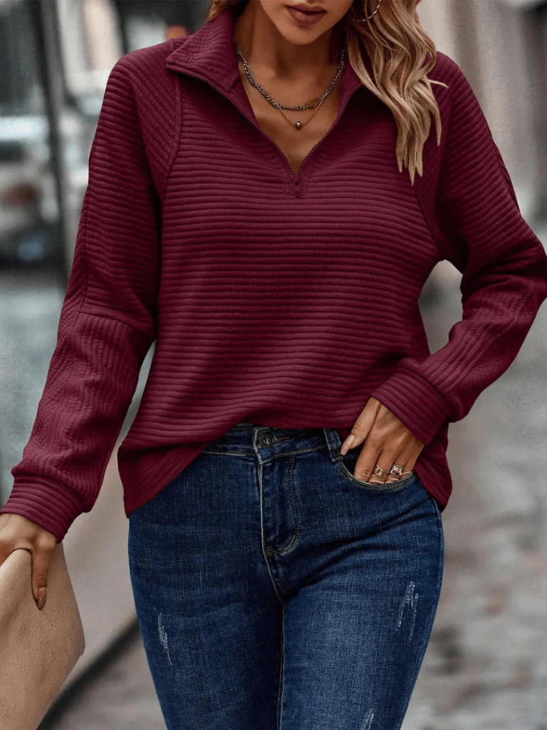 Half-Zip Ribbed Sweater by Janita