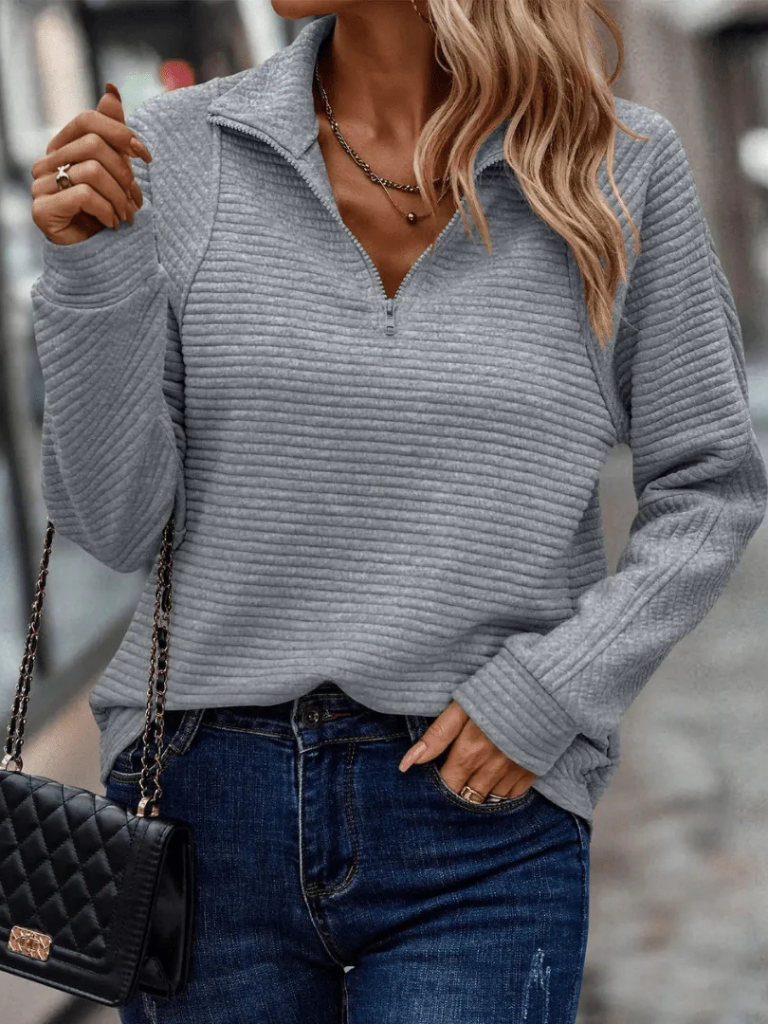 Half-Zip Ribbed Sweater by Janita