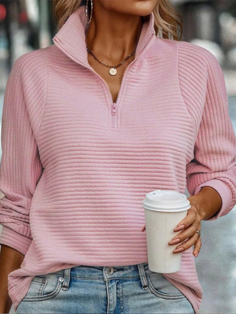 Half-Zip Ribbed Sweater by Janita