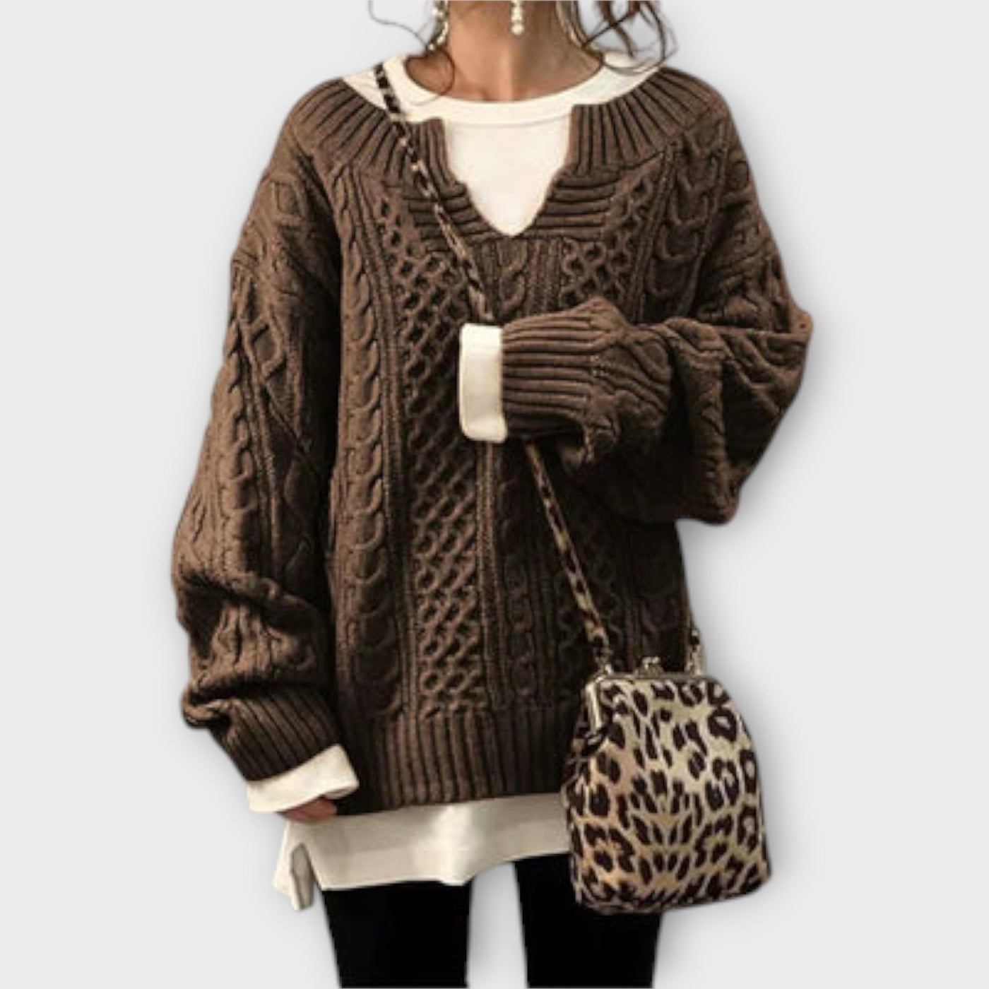Oversized Sweater with Cable Pattern