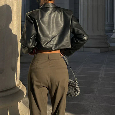 Élise™ | Chic Faux Leather Jacket
