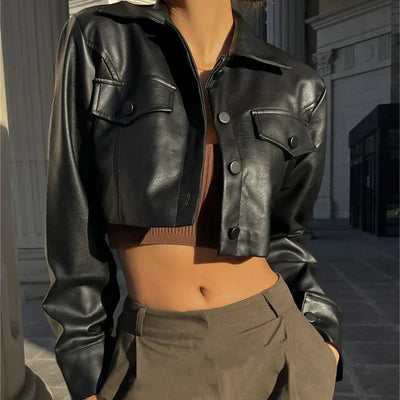 Élise™ | Chic Faux Leather Jacket