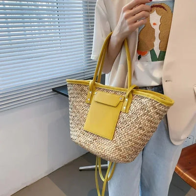 Georgia | Chic Straw Bag with Leather Details