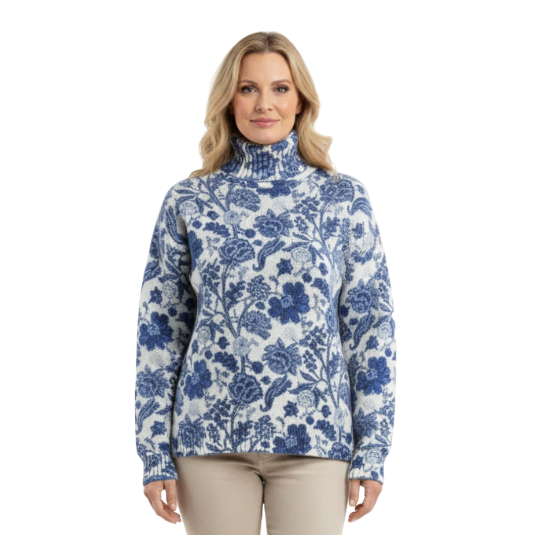 Grace | Winter Floral Knit Turtleneck