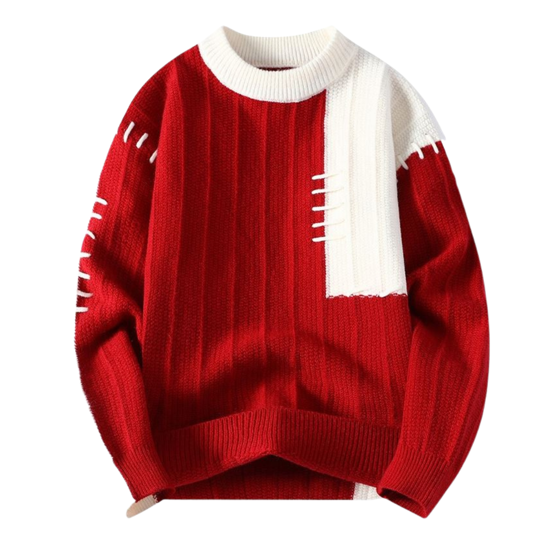 Sweater with Sewing Accents in Two Colors