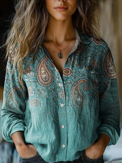 Sarah Vintage-Inspired Long Sleeve Top