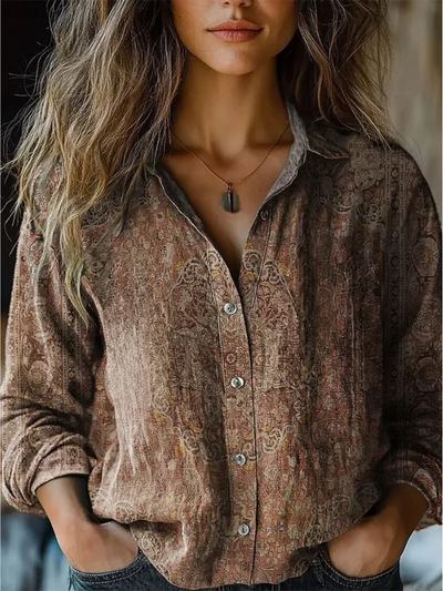 Sarah Vintage-Inspired Long Sleeve Blouse