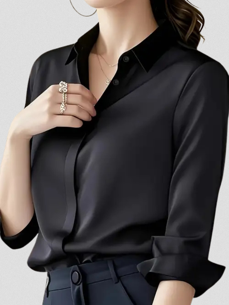 MARIELLE LUSTROUS SATIN BLOUSE