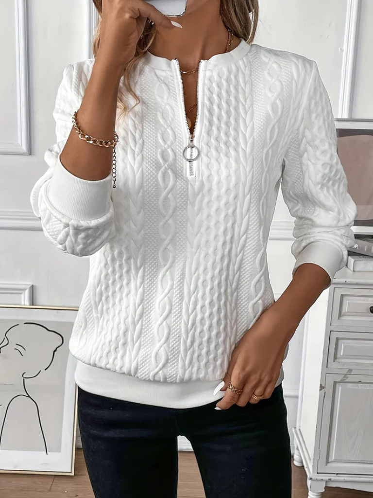 THALIENNE CABLE-KNIT ZIP-UP SWEATER