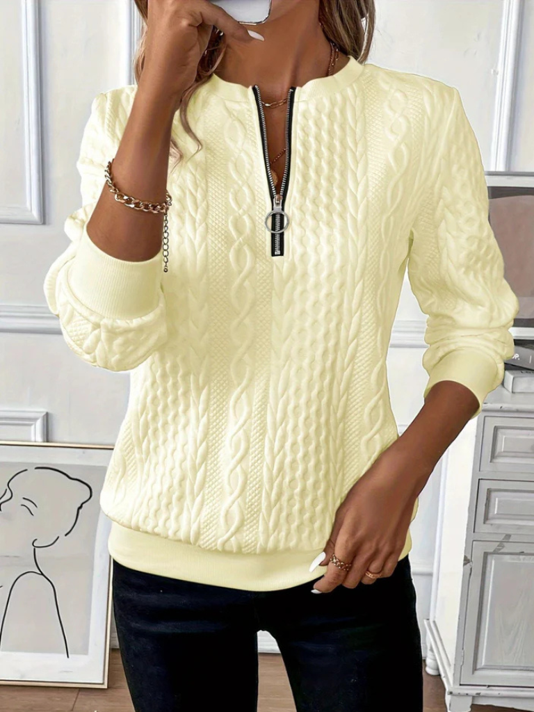 THALIENNE CABLE-KNIT ZIP-UP SWEATER