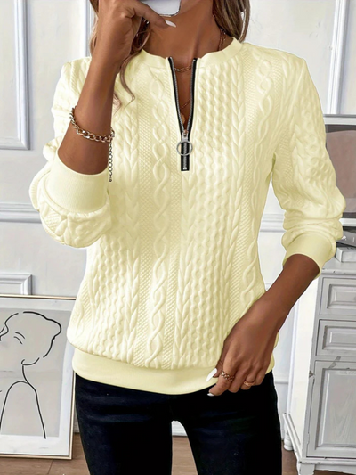 THALIENNE CABLE-KNIT ZIP-UP SWEATER