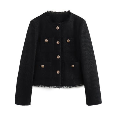Clarette – Elegant Wool Blazer with Chanel-Style Buttons