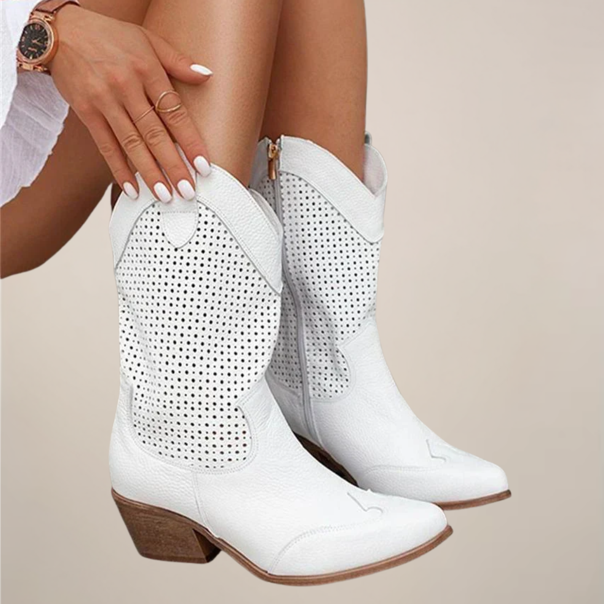 Women’s Perforated Western Mid-Calf Boots
