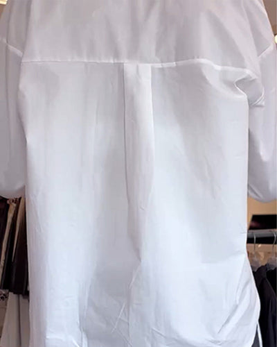 Shirt and Lace Underwear Set Solid Color Long Sleeves