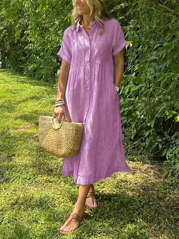 Celira | Striped Button-Up Shirt dress