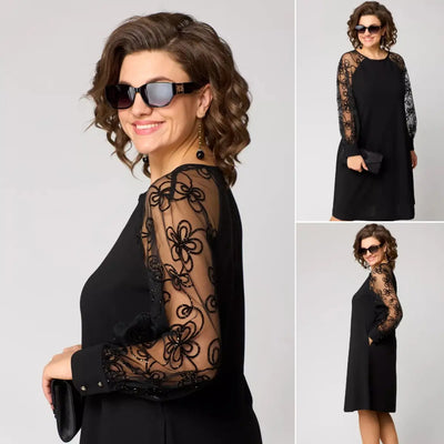Lidia™ | Classic Dress with Lace Sleeves