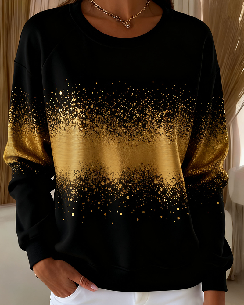 Trendy Round Neck Gradient Sweatshirt