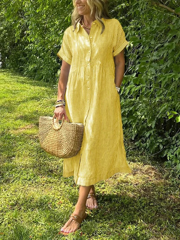 Celira | Striped Button-Up Shirt dress