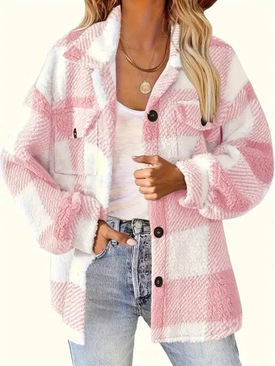 Mila | Soft Plaid Fleece Jacket