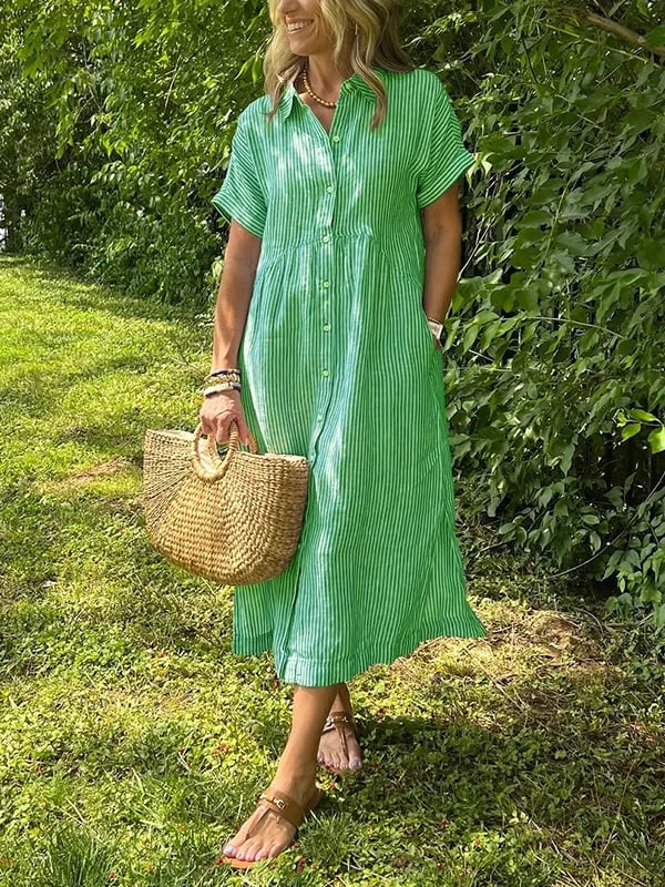 Celira | Striped Button-Up Shirt dress