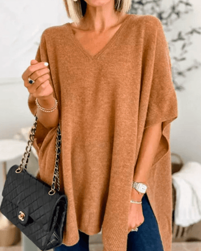 ERIKA | V-Neck Poncho Sweater with Loose Fit
