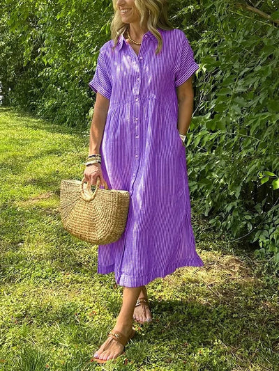 Celira | Striped Button-Up Shirt dress