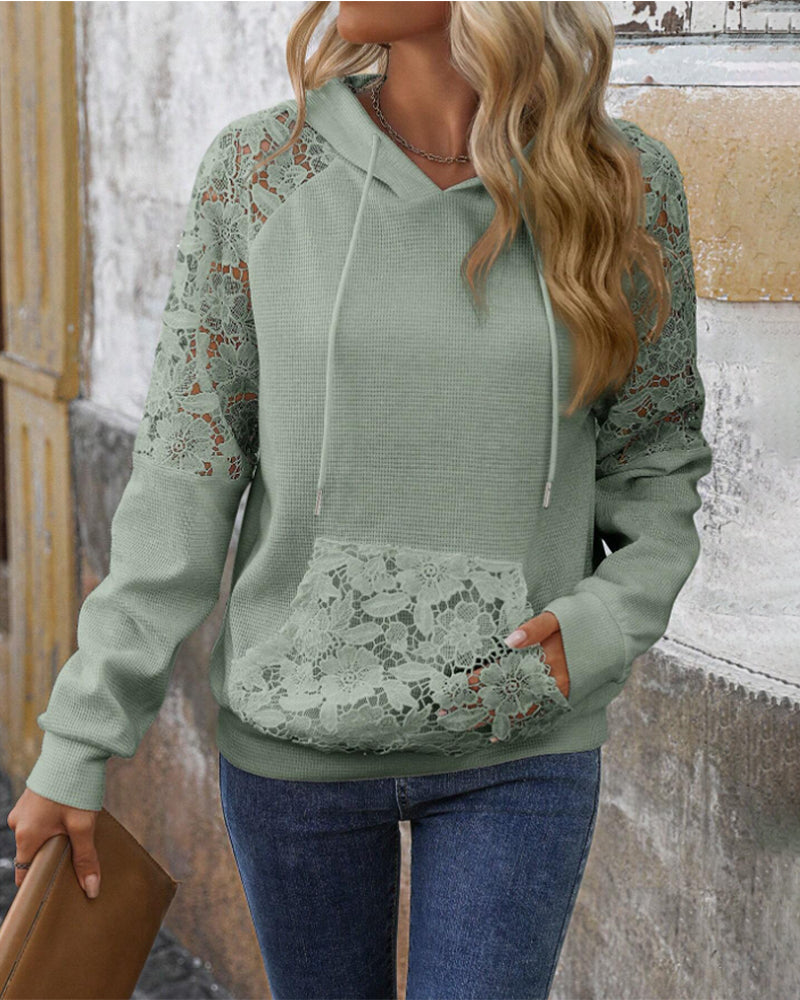 ALESSIA | Casual Lace Hoodie with V-Neck